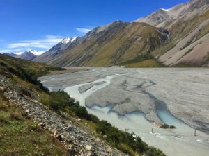 Mackenzie Valley braided river with mountains in the background