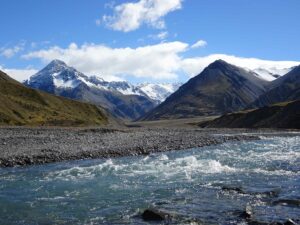 River running through mountains in the Mackenzie Basin