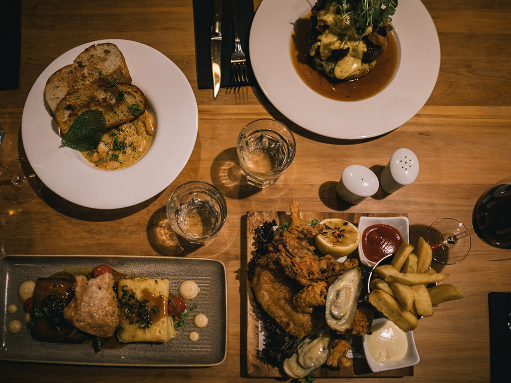 a selection of food at Reflections Restaurant Lake Tekapo